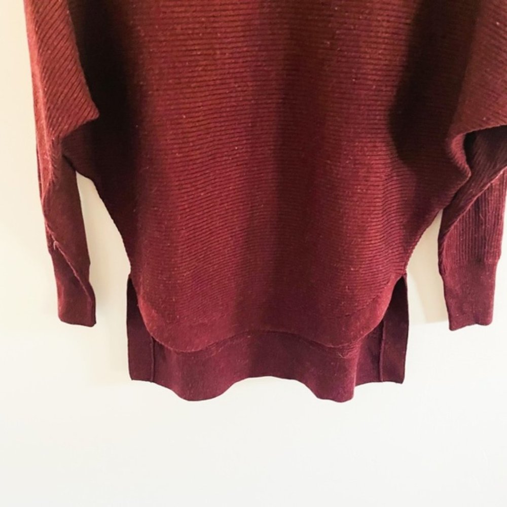 Allsaints Burgundy Red Ribbed Merino Wool Sweater XS - Picture 2 of 5